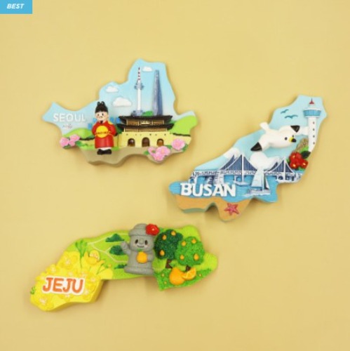 대한민국 지도마그넷-서울 부산 제주 한국 국내 여행 기념품 마그네틱 수집 냉장고자석 선물